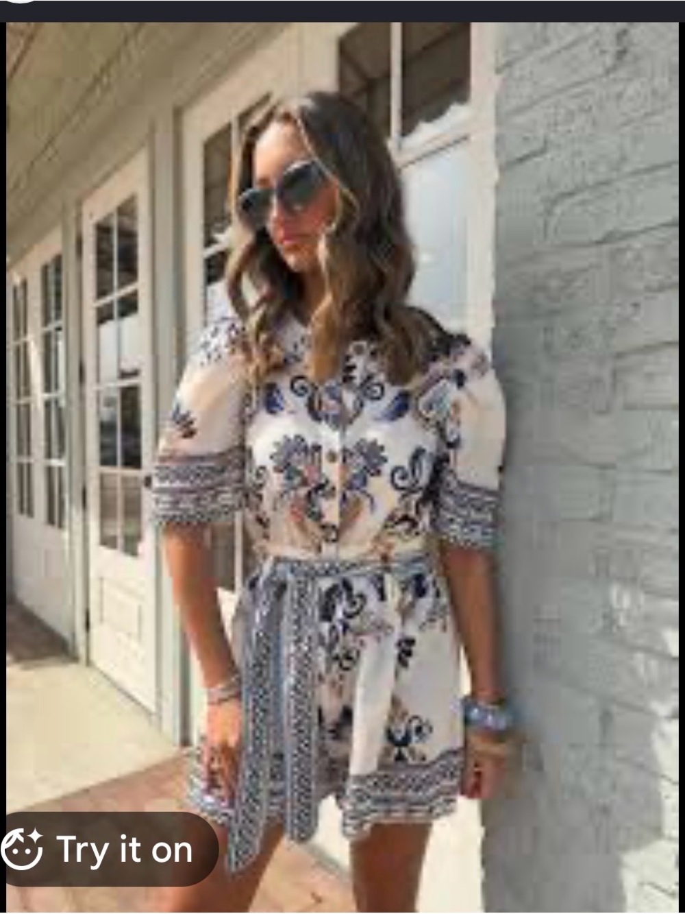 White Floral Print Tie-Waist Short Romper